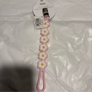 Mud Pie Baby Flower Daisy Pink Silicone Pacy Strap Pacifier Clip